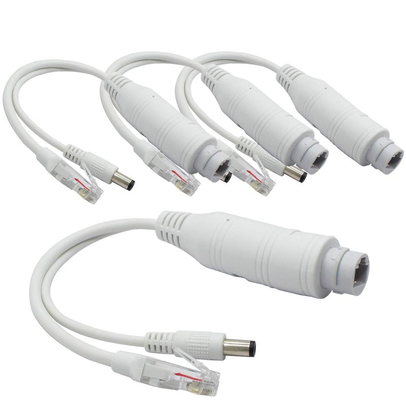 ANVISION 4-Pack Active 48V to 12V Waterproof PoE Splitter Adapter, IEEE 802.3af Compliant 10/100Mbps, for IP Camera AP Voip Phone and More, White - Image 1